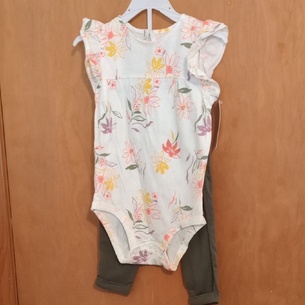 Floral Baby Onesie with Ruffle Sleeves